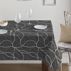 Textildug Sort med koks og grå mønster, VT0013, 140 cm fra munketex