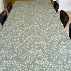 Voksdug Grøn jeansmønster med hvid bladranke, B282/3 fra munketex