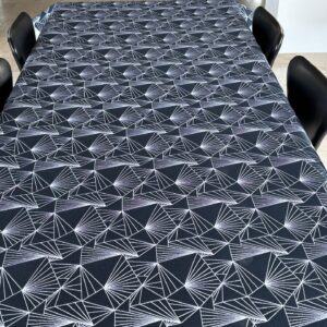 Textildug Sort med sølvvifter, med antiskrid, 140 cm, VT0054 fra munketex